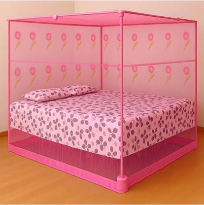 HAMOSQUITONET Mosquito net dual bed 6*7 colour pink print HDPE - High Density Poly Ethylene Washable Adults Mosquito Net