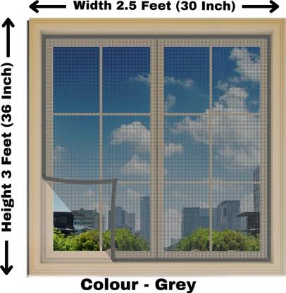 Woodluck Fiberglass Mosquito net for window self Adhesive hook & loop tape-3x2.5 Feet Fibre Washable Adults Mosquito Net