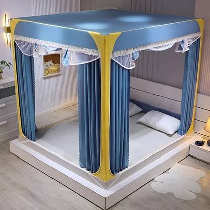 Zurie Polyester Adults Washable Square Bed Canopy Curtain 4 Side luxery Heavy Mosquito Net