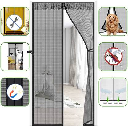 VOYARGE Polyester Adults Washable Magnetic Anti Mosquito/ Bug Home Door Curtain-Black Mosquito Net