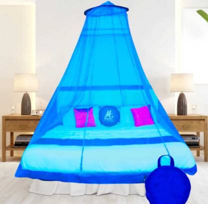 RAKHADU COLLECTION Tech Haven Ceiling Round Polyster Double Bad Foldable Mosquito Net (Multicolor) Polyester Washable Adults Mosquito Net