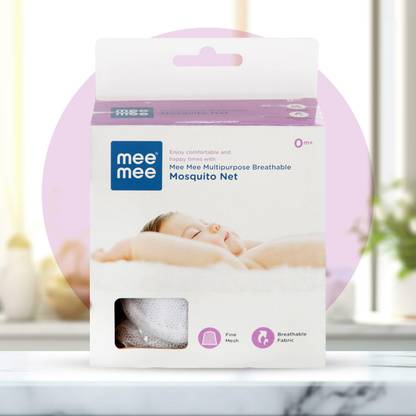 MeeMee Polyester Kids Washable Multipurpose Breathable Mosquito Net (White) Mosquito Net