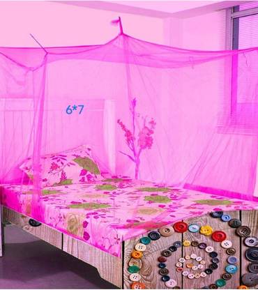 Adbra Polyester Adults Washable MONO MOSQUITO NET PINK SIZE 6X7-FT Mosquito Net