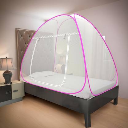KUBER INDUSTRIES Nylon Single Bed Mosquito Net|Foldable Outdoor Trip Mosquito Net|6.5x4 Ft Nylon Washable Adults Mosquito Net