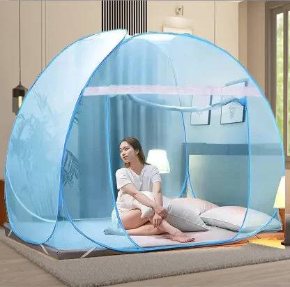KHANJAN FASHION BLUE mosquito net to sleep terrace mosquito net tent foldable machhardani fold Polyester Washable Adults Mosquito Net