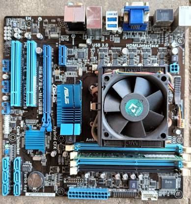 Dtech Asus M5A78L-M USB3 Motherboard with AMD FX Quad core processor and 4Gb DDR3 RAM AM3Socket Micro-ATX AMD A75 Chipset DDR3 Motherboard for Desktop