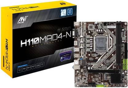 Ant Value H110MAD4-N LGA1151 Intel 6th,7th DDR4, M.2 NVMe, USB 3.0 Ports, Gaming mATX LGA1151Socket Micro-ATX Intel H110 Chipset DDR4 Motherboard for Desktop