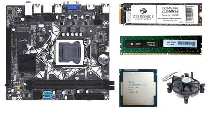 ZEBRONICS H81M2+512GB NVME SSD + 8GB starlite DDR3 RAM with CORE i5 4TH GEN CPU Comboset LGA 1150Socket ATX Intel H81 Express Chipset DDR3 Motherboard for Desktop