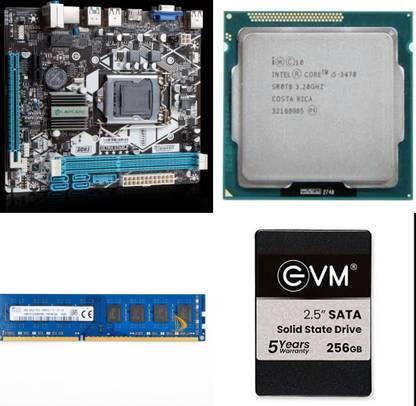 Dtech Lapcare H61 Core i5 3470 8GB DDR3 256GB SSD LGA 1155Socket Mini-ATX Intel H61 Express  Chipset DDR3 Motherboard for Desktop