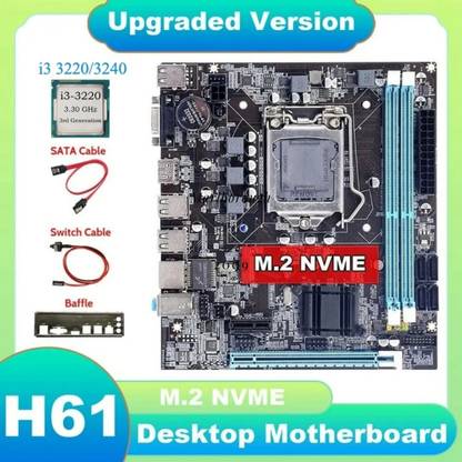 ZEBRONICS H61-i3-3rd-4gb Pfan-combo LGA 1155Socket ATX Intel H61 Chipset DDR3 Motherboard for Desktop