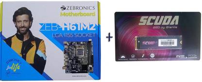 ZEBRONICS ZEB-H61M2 with NVMe Slot + Scuda 128GB NVMe SSD Combo Set LGA 1155Socket ATX Intel H61 Express  Chipset DDR3 Motherboard for Desktop
