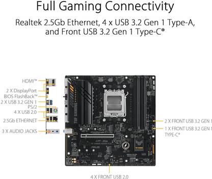 ASUS TUF GAMING A620M-PLUS AM5Socket Micro-ATX AMD A620 Chipset DDR5 Motherboard for Desktop