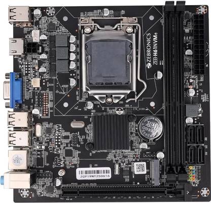 ZEBRONICS H61M2, M.2 Slot, RJ45, SATA, USB, HDMI LGA 1155Socket Micro-ATX Intel H67 Chipset DDR3 Motherboard for Desktop