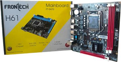 Frontech FT- H61 with Nvme slot LGA 1155 Socket LGA 1155Socket Micro-ATX Intel H61 Express  Chipset DDR3 Motherboard for Desktop