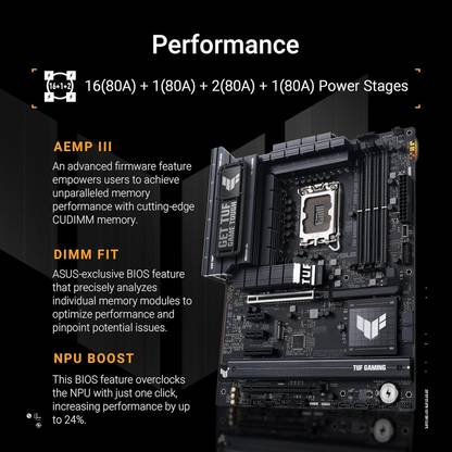 ASUS TUF GAMING Z890-PLUS WIFI LGA 1851Socket ATX Intel Z890 Chipset DDR5 Motherboard for Desktop