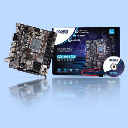 GEONIX GX-H61 DDR3 Motherboard 2.0 USB Support M.2 and NVMe SSD LGA 1155Socket ATX Intel H61 Chipset DDR3 Motherboard for Desktop