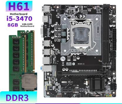 ZEBRONICS H61-i5-3rd(3470/3570/3470s)-8GB-PFAN-COMBO LGA 775Socket ATX Intel H61 Chipset DDR3 Motherboard for Desktop