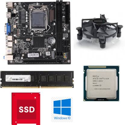 JAINX H61-i3-4GB-PFAN-128GB-SSD-COMBO LGA 1155Socket ATX Intel H61 Express Chipset DDR3 Motherboard for Desktop