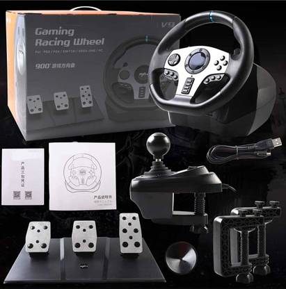 Clubics Game Racing Wheel, V9 270°/900°,Shifter, Support Vibration and Headset  Motion Controller