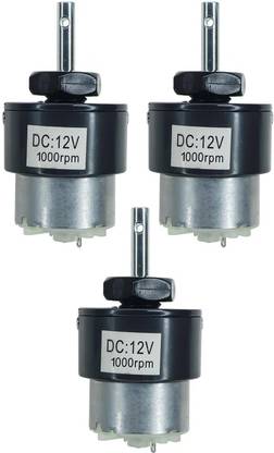 shockley 1000 RPM 12V Dc Gear Motor Low Noise Centre Shaft Motor for Robotics (3 Pc) DC Brushed Motor