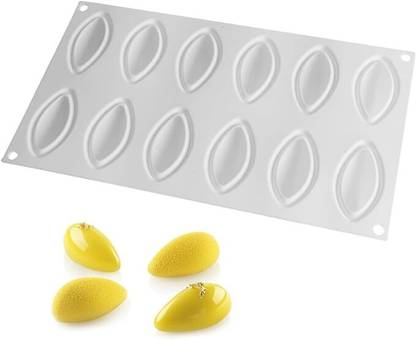 Husaini Mart Silicone Chocolate Mould Skytail 12 Cavity Silicone Baking Mould Quenelle Shape Dessert Chocolate Mould Rugby Shape Cake Mousse Candy Mould Ice Cubes Jelly Pudding Reusable Non-Stick Easy Release Molds.