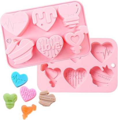 MARHABA TRADERS Silicone Chocolate Mould LEGACYCART Valentines Chocolate Moulds-1Pack 6-Cavity Silicone Chocolate Mold-Heart-Shaped Cake Chocolate Making Mould for Valentine's Day & Wedding &Birthday.