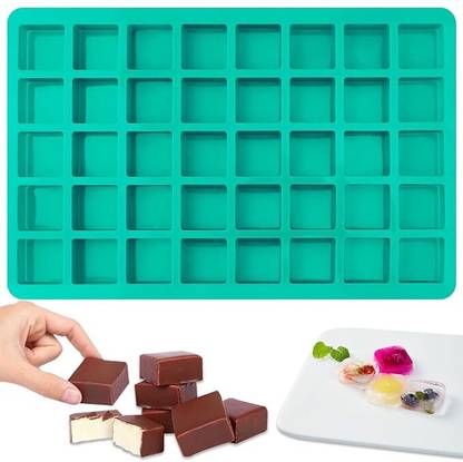BAKEMO Silicone Chocolate Mould 40 Cavities Square Silicone Molds, Mini Cubes Silicone Mold for Chocolate, Hard Candy, Ice Cubes, Gummy, Chocolate, barfi, mithai, Toffee, Moulds