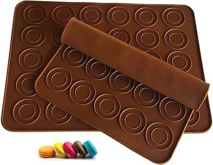 BAKEMO Silicone Cookie/Macroon tray 30 Cavity Macaroon Mat Silicone Macaroon Sheet for Bake Pans Macaroon Pastry Cookie Making Non Stick Reusable Macaroon Mould