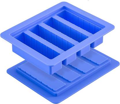 BAKEMO Silicone Cake Mould Butter Silicone Mold, 4 Cavities Rectangle Container, for Butter, Soap Bar, Energy Bar, Muffin, Brownie, Cornbread, Pudding and DIY Soap Molds