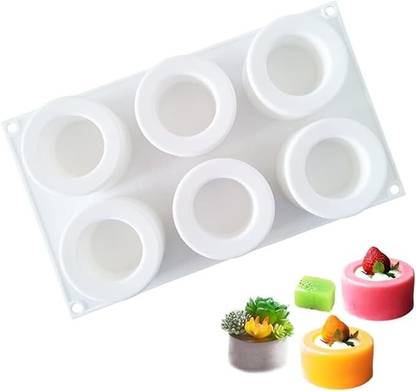 Husaini Mart Silicone Chocolate Mould Skytail 6 Cavity Round Cylinder Cup Shape Pudding Silicone Mould for Baking Chocolate Candy Mousse Cake Cupcake Muffin Gummy Jelly Ice Shot Candle Wax Soap Resin Flower Pot Mold
