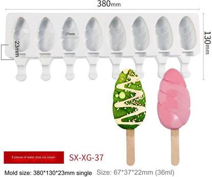 IM UNIQUE Silicone Chocolate Mould 8 pieces of water drop ice cream Mold size: 380*130*23mm