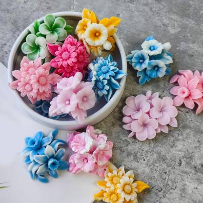 Husaini Mart Silicone Fondant & Gum paste Mould HUSAINI MART | Flexible Silicone Flower Candle Mold for Scented Candle for Home Decors and Festive Celebrations