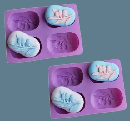 ADMONITION Silicone Cake Mould 4 Cavities Silicone Soap Mould Imprint Tree Leaves / Chocolate Baking Molds