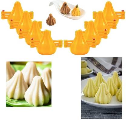 MARHABA TRADERS Silicone Chocolate Mould LEGACYCART Plastic Sacha modak Mould modak Maker Set of 8 modaks mithai Chocolate Mould fold Plastic Mould Modak Mould with Key, Modak Filling Sancha, Food Grade Plastic Modak Maker Press