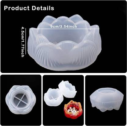 Ditya Crafts Silicone Fondant & Gum paste Mould Tealight Candle Holder for Home Diwali Decoration Lotus Shape Silicone Mold for Resin