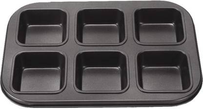 Naama Carbon Steel Cupcake/Muffin Mould Non-Stick Brownie Baking Pan, 6-Cavity Carbon Steel Bread,Fondant & Cookie Mold