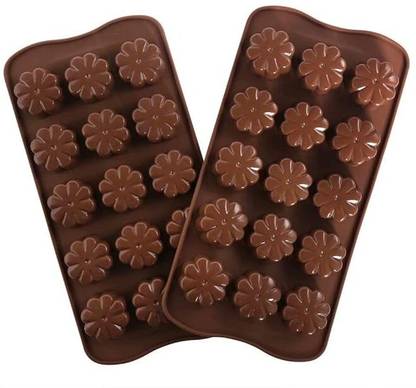 BAKEMO Silicone Chocolate Mould 15 Cavity Flower shape Silicone Chocolate Candy Ice Cube Maker Chocolate for Hand Made chocolate mold