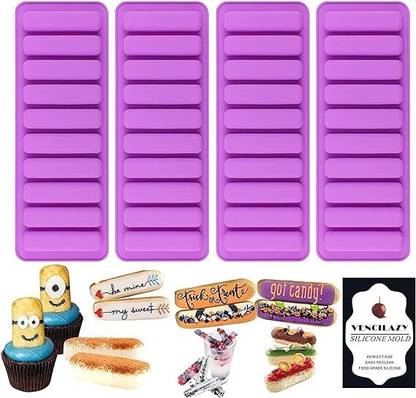 Husaini Mart Silicone Chocolate Mould Skytail 10 Cavity Ladyfingers Silicone Mould for Cookies Cheesecake Candy Brownie Crayon Ice Cube Tray Long Chocolate Strips Mold Rectangle Cereal Energy Protein Bar Homemade Baking Tools Pack of (1)
