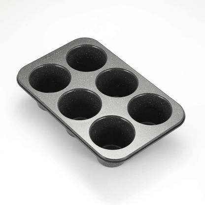 BAKER PARADISE Teflon Coated Non-Stick Muffin Tray 6 Cup size 26.5x18.5cm x 6.5cm Pack of 1 Aluminium Cupcake/Muffin Mould 6