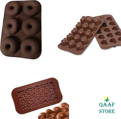 qaaf store Carbon Steel Chocolate Mould Heart shape | bubbly chocolate mould | donut tray silicone mould 6pcs
