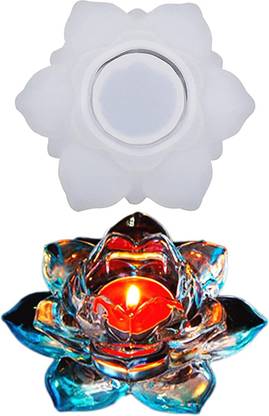 KIRA Resin Candle Holder Molds, Tealight, Lotus Flower Molds Silicone Molds Silicone Fondant & Gum paste Mould 1