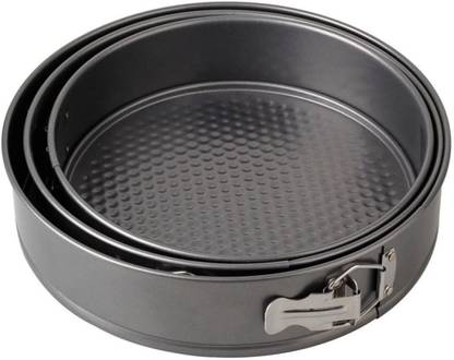 qaaf store Aluminium Cake Mould Spring Form Pan Set of 3 - Nonstick Round Cake Pan Set 4''/ 7''/9'' Leak Proof Cheesecake Pan Baking Pans-Cake Mould Microwave Ovens Home Party Gathering Kitchen (Black)