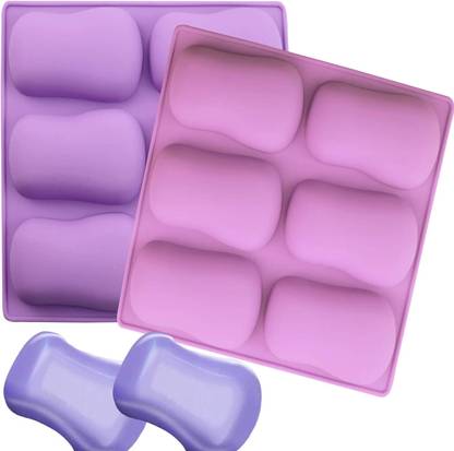 Ality Silicone Chocolate Mould 6 Cavity Curved Oval Soap Mold, Silicone Molds for Handmade Soaps, Lotion Bar, Jelly, Bath Bomb, Beeswax, Resin, Chocolate and Deccert Mold Approx 90 to 100 gram