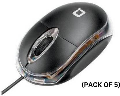 EXPERTRONICS USB Wired Mouse Red LED Light Compact & Ergonomic Design (Pack Of 5) Wired Ambidextrous Optical Mouse