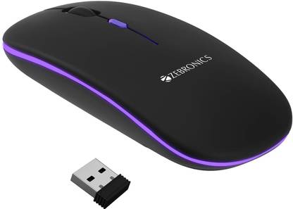 ZEBRONICS Blanc Slim Wireless Mouse with Rechargeable Battery, BT + 2.4GHz, 4 Buttons Wireless Ambidextrous Laser  Gaming Mouse  with Bluetooth