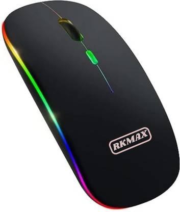 RKMAX Wireless 2.4G + Bluetooth 5.2 RGB Light Type C Charging Port Rechargeable Mouse, Wireless Ambidextrous Optical  Gaming Mouse  with Bluetooth