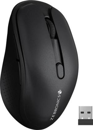 ZEBRONICS Zeb-Charm, Wireless Mouse, Mode Switch Button, (Metallic Black) Wireless Ambidextrous Optical Mouse  with Bluetooth