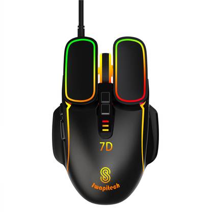 SWAPITECH RGB Fighter ST-MWG-01 DPI Upto 8800 7D Fully Programmable Buttons Wired Ambidextrous Optical  Gaming Mouse