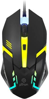 pTron Flick M12 Wired Ambidextrous Optical Mouse w/ DPI Switch, Plug & Play, 4 Buttons, Wired Ambidextrous Optical