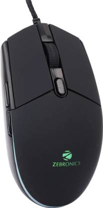 ZEBRONICS War-M Wired Ambidextrous Optical  Gaming Mouse Wired Gaming Mouse, 4200 DPI, 6 Buttons, Gold Plated, RGB, Ergonomic Design